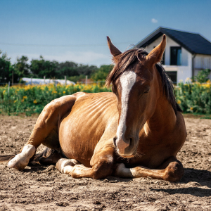 cheval couché