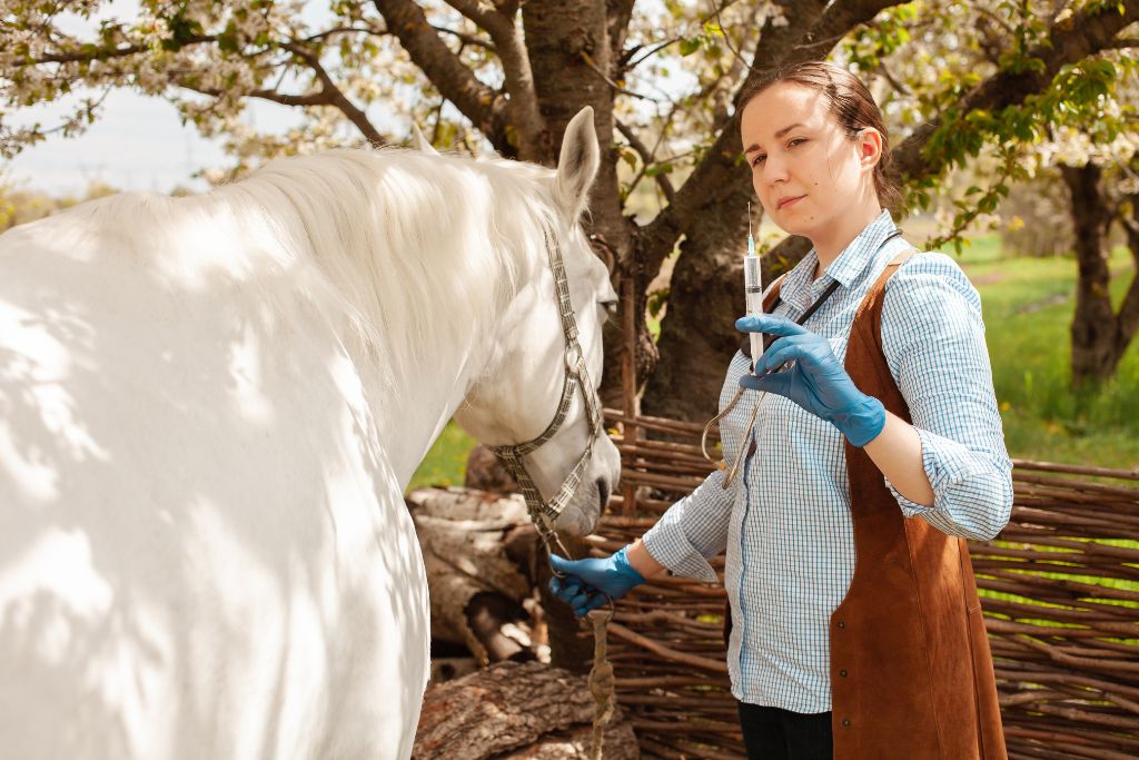 cheval avec un vétérinaire