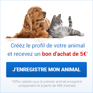 Créez la fiche de votre animal et recevez un bon d'achat de 5€