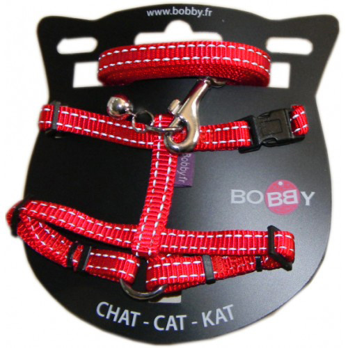 Bobby Harnais et Laisse Safe Rouge pour Chat