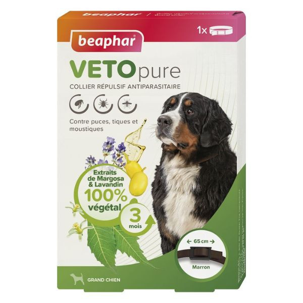Beaphar "Vetopure" Collier Répulsif Antiparasitaire pour Chien - Marron