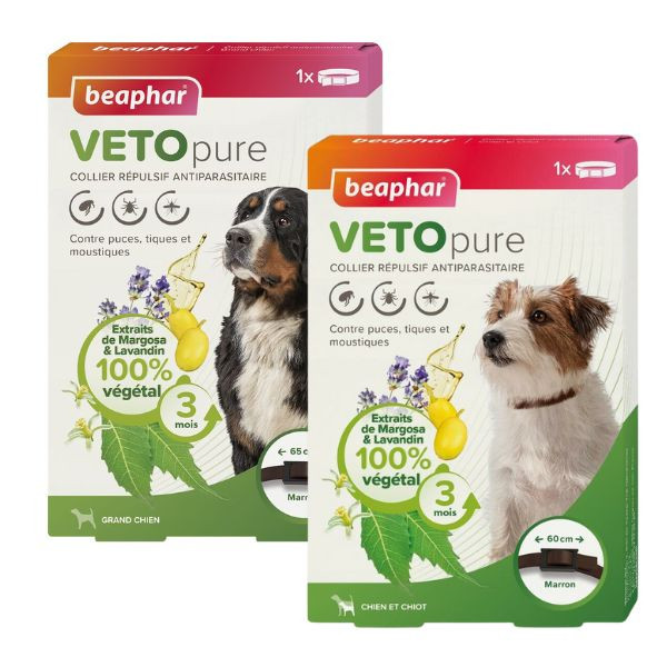 Beaphar "Vetopure" Collier Répulsif Antiparasitaire pour Chien - Marron