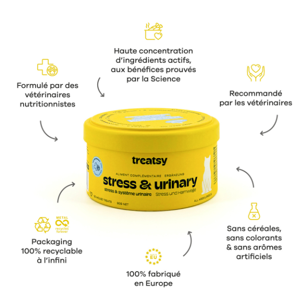 Treatsy Stress & Système Urinaire pour Chat - 90 g