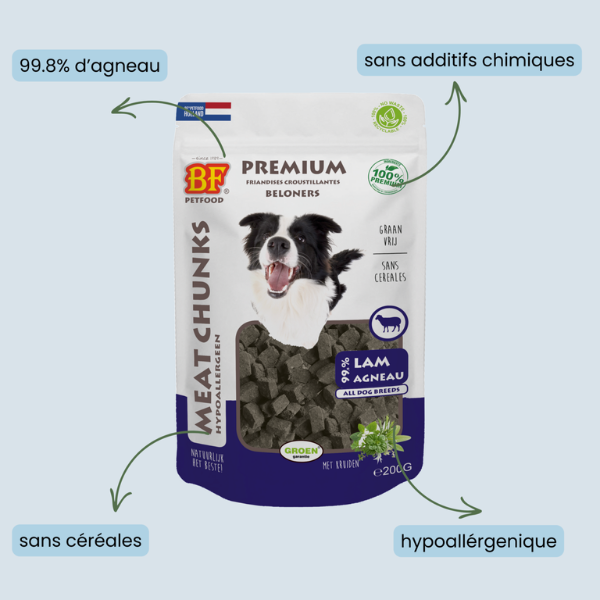 BF Petfood Friandises Croustillantes Agneau pour Chien - 100 g