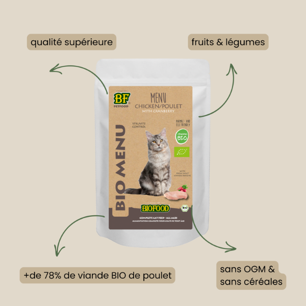 BF Petfood Menu BIO Poulet pour Chat - 150 g