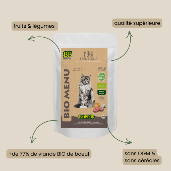 BF Petfood Menu BIO Boeuf pour Chat - 150 g