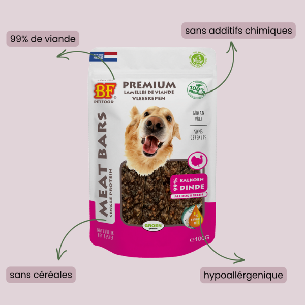 BF Petfood Lamelles Dinde pour Chien - 100 g