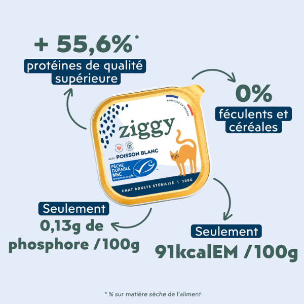 Ziggy Pâtée Chat Stérilisé Poisson - 4 x 100 g
