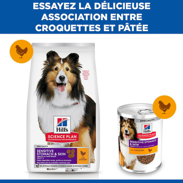 Hill's Science Plan Canine Adult Sensitive Stomach & Skin Medium Poulet - 14 kg