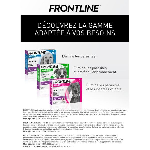 Frontline Spot-On L Chien (20-40 kg) - 4 pipettes