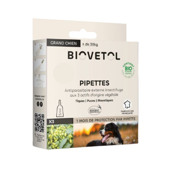 Biovetol 3 pipettes Insectifuge pour chien