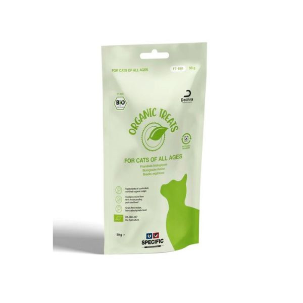 SPECIFIC CT-BIO Organic Treats pour Chat - 8 x 50 g