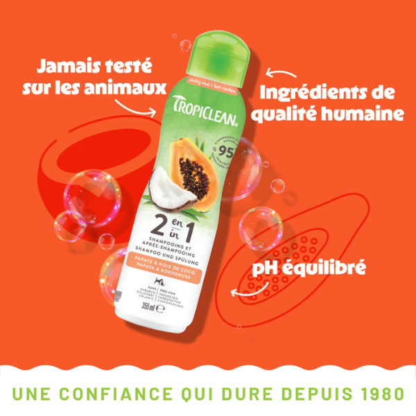 Tropiclean Shampooing & Aprés Shampoing 2 en 1 - 355 ml