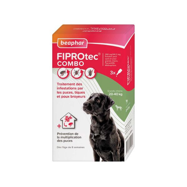 Beaphar FIPROtec Combo - Grand  Chien (20 à 40 kg) 3 pipettes