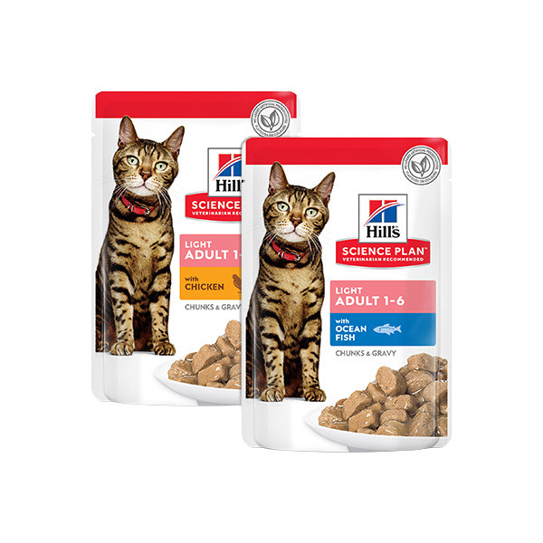 Hill's Science Plan Feline Adult Light Pack Mixte Poulet Poisson - 12 x 85 g
