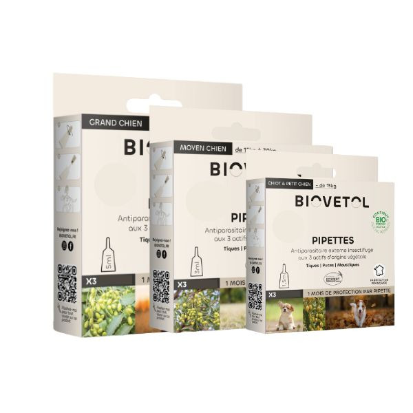 Biovetol 3 pipettes Insectifuge pour chien