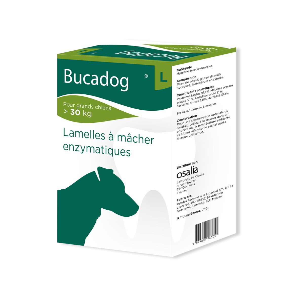 Bucadog Lamelles à Mâcher pour Chien - L (>30 kg)