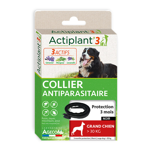 ActiPlant'3 Collier Insectifuge Antiparasitaire - Grand Chien (>30 kg)