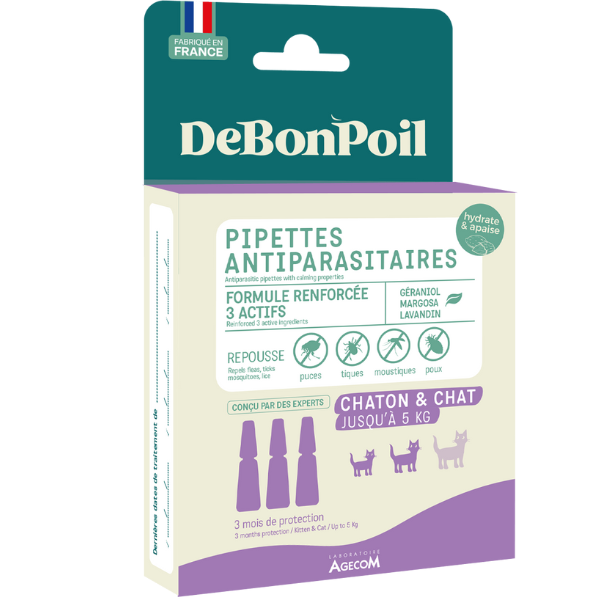 ActiPlant'3 Insectifuge Antiparasitaire pour Chat & Chaton - 3 pipettes