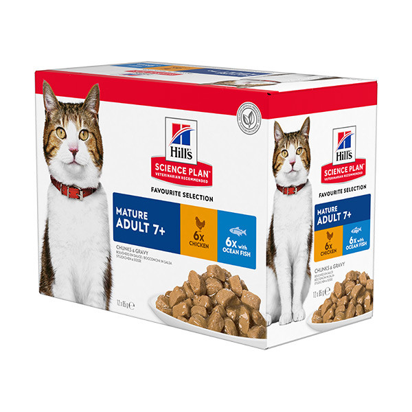 Hill's Science Plan Feline Mature Adult Pack Mixte Poulet Poisson - 12 x 85 g