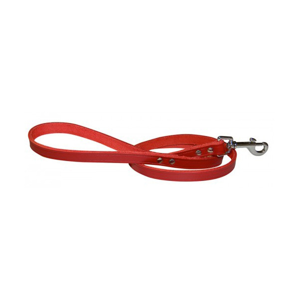Laisse Cuir Riveté Rouge pour Chien - 12 mm
