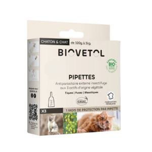Biovetol 3 pipettes Insectifuge - Chat et Chaton 