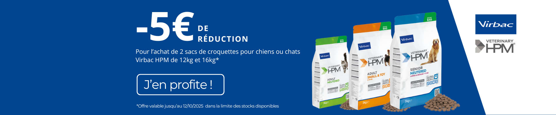 Bannière promo Virbac sur sacs de 12kg et 16kg