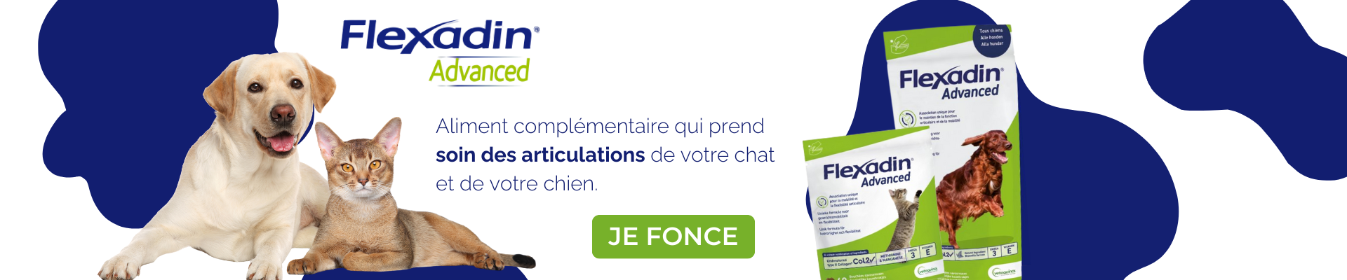 Bannière promo sur Flexadin Advanced pour chat et chien