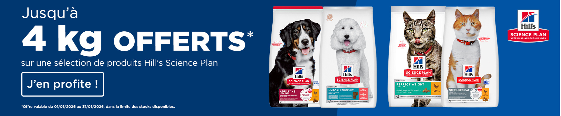 Bannière promotions Hill's Science Plan croquettes et pâtées