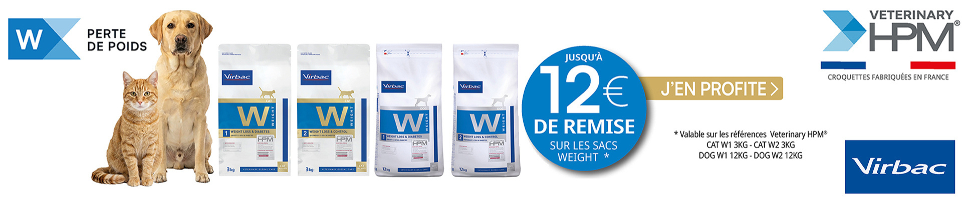 Bannière promotions HPM surpoids pour chat et chien