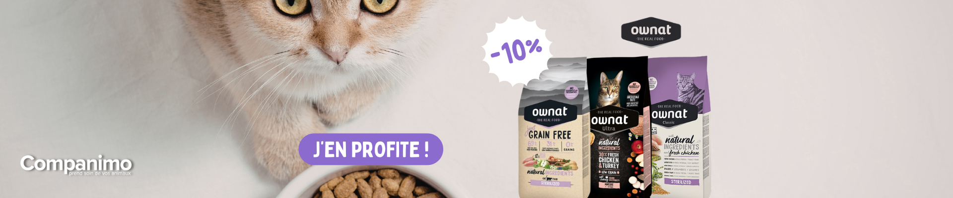 Bannière promo sélection croquettes chat OWNAT