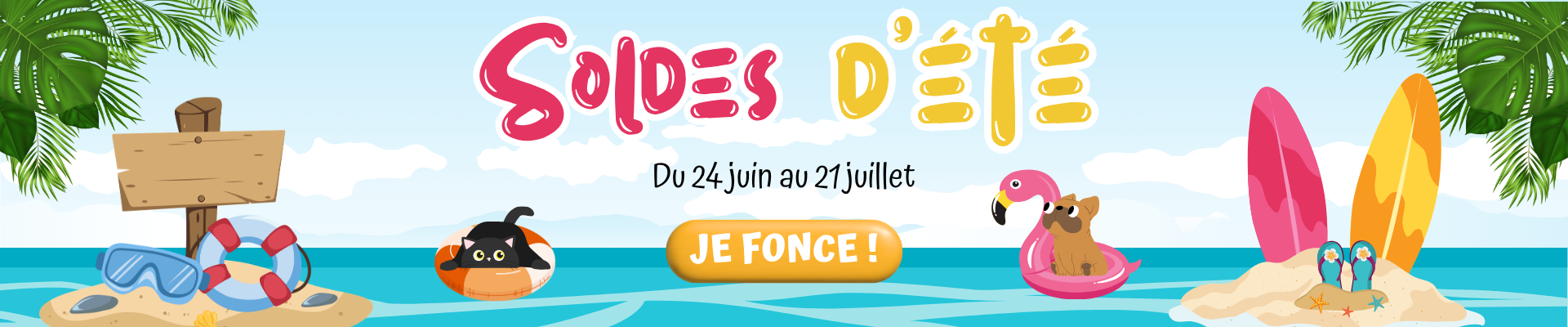 Bannière pour profiter des soldes d'été ! 