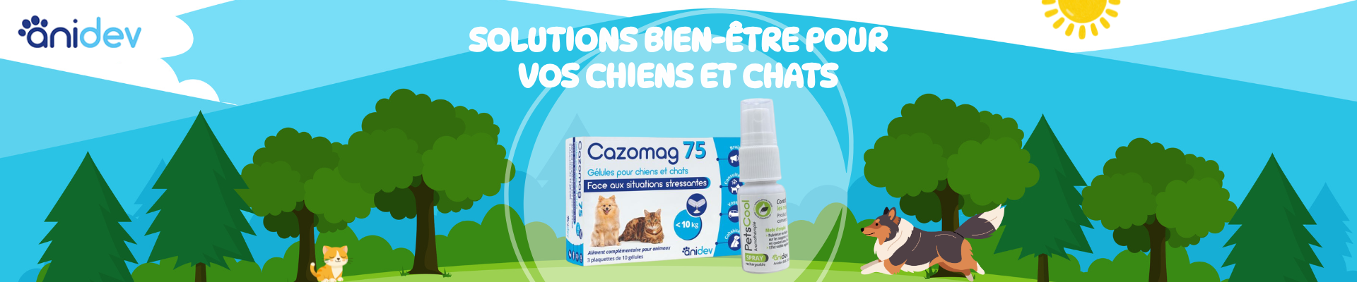 Bannière présentation solutions apaisantes Cazomag et Petscool